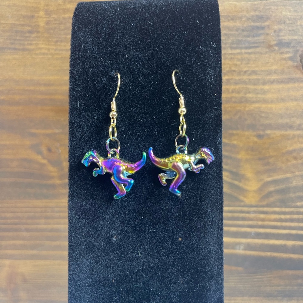 Hand Crafted Iridescent Dinosaur Earrings